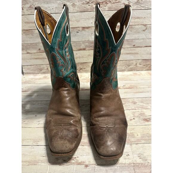 Goodyear Cowboy Boots Men\'s Size 12 D Blue Brown Leather Square Toe Design main image 11